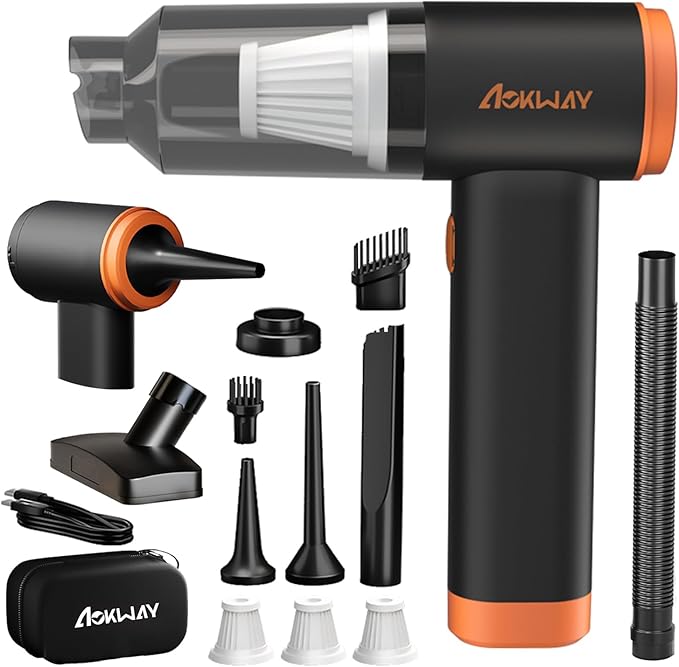 aokway Car Vacuum Portable Cordless 20000PA Powerful Suction 7800mAh Mini Vacuum Cleaner for Car Electric Air Duster &amp Blower Mini Handheld Vacuum 4-in-1 Rechargeable for Home Office Desk Clea