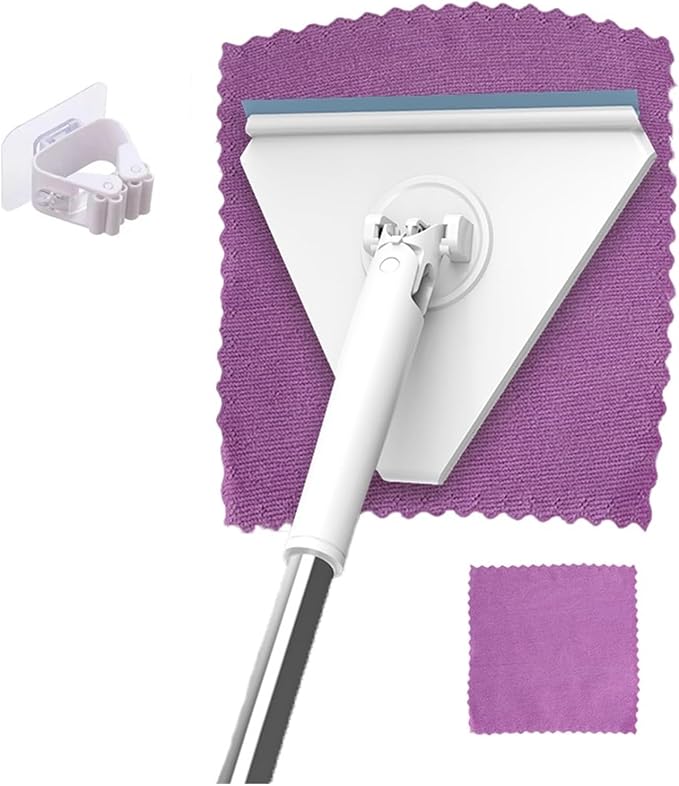 Hands-Free Wash Face Towel Triangular Mop Window Cleaning 360 ° Rotating Mini for Wet Wipes Household Tool(MOP 1PCS Cloth)