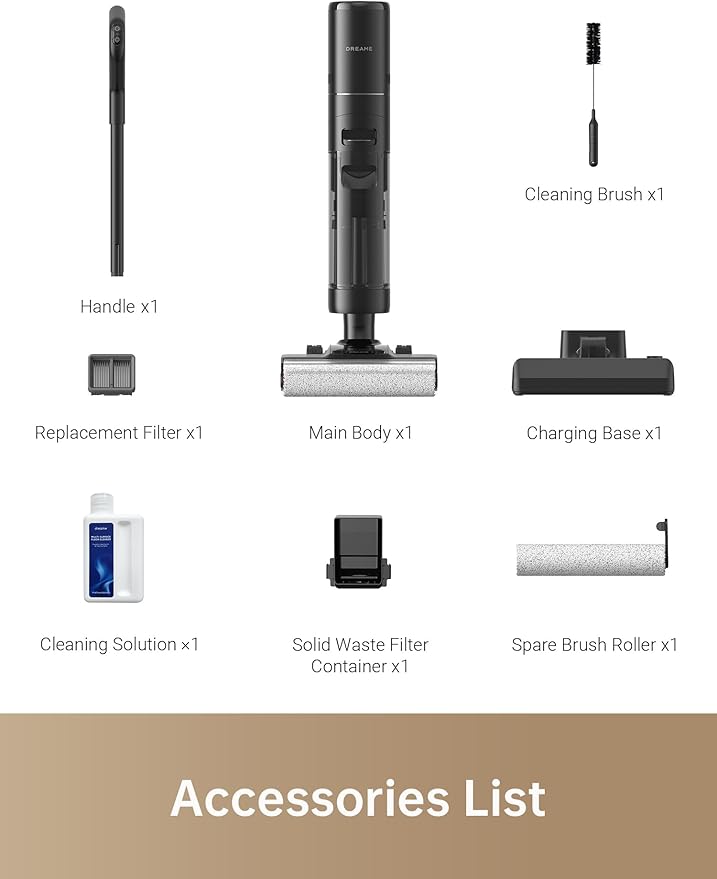 DREAME H13 Pro Wet Dry Vacuum Cleaner Smart Floor Cleaner Vacuum Mop for Hard Floors 140°F Brush Wash Hot Air &amp Dual Rotation Self-Cleaning GlideWheel Power System Great for Sticky Messes
