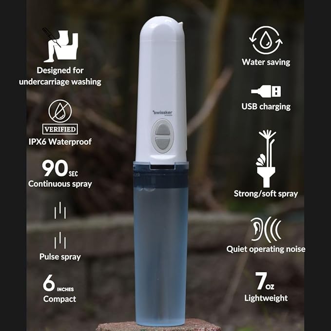 Swissker by Swissklip Portable Bidet Travel Sprayer – Rechargeable Electric Handheld Personal Hygiene Cleaner Compact USB Bidet with Adjustable Pressure for Home &amp Travel