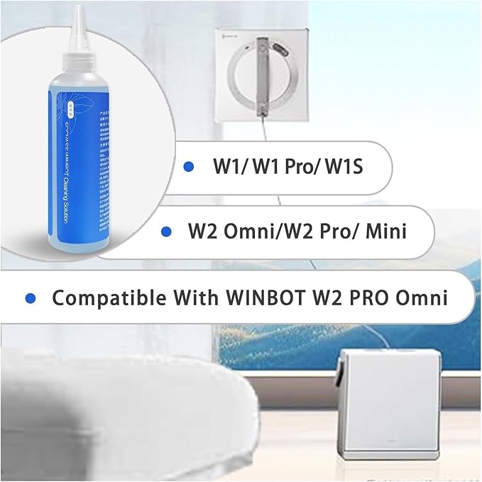 Window Cleaning Fluid - Compatible With ECOVACS WINBOT W2 PRO Omni/W2 Omni/W1 Pro/W1S/Mini - Streak-Free Formula Multi-Functional Glass Cleaner Specialized Fluid For Window Cleaning Robots(6pcs)