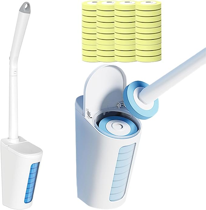 Toilet Bowl Cleaner Refills Disposable Toilet Bowl Cleaner Set for Cleaning Toilets Bathtubs Washbasins Sinks (Color : 40 Refill with Brush Size : Lemon)