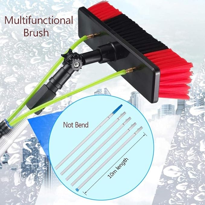 Window Cleaning Brush Window Cleaning Window Cleaner Kit Water/Hose Fed Pole Cleaning Tool for Window Glass Solar Panel - 10m 10m (12M)