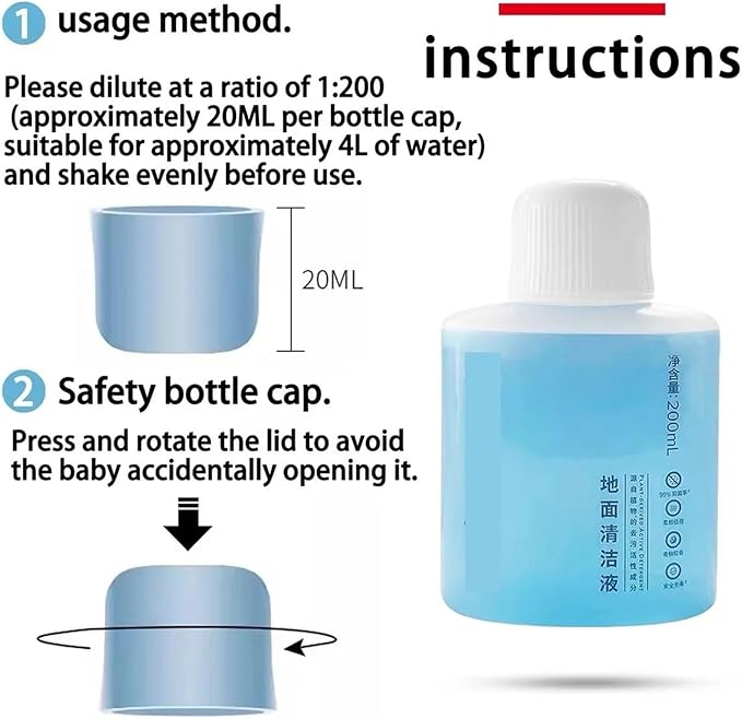 200ml Floor Cleaning FluidCompatible For Roborock Qrevo Curv Q5 Pro S8 MaxV Ultra Q8 Max+ Qrevo S Qrevo Pro Robot Vacuum Cleaners(4pcs)