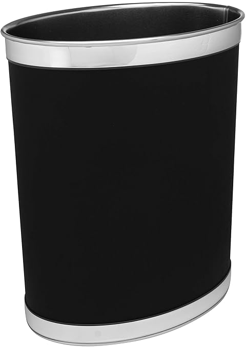 Stephanie Imports Made in USA 5-Gallon Sleek and Stylish Vinyl Mylar Waste Basket (13 X 11) (Faux Black Leather)
