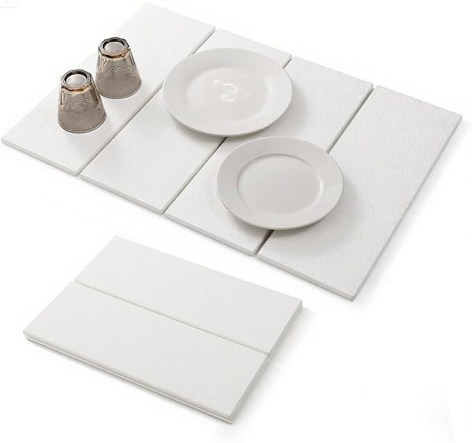 Stone Drying Mat Foldable for Kitchen Counter Dirt-Resistant Quick Drying Fast Absorbent Non-Slip Diatomite Mat Natural Diatomaceous Earth Dish Drying Pad for Dish Rack