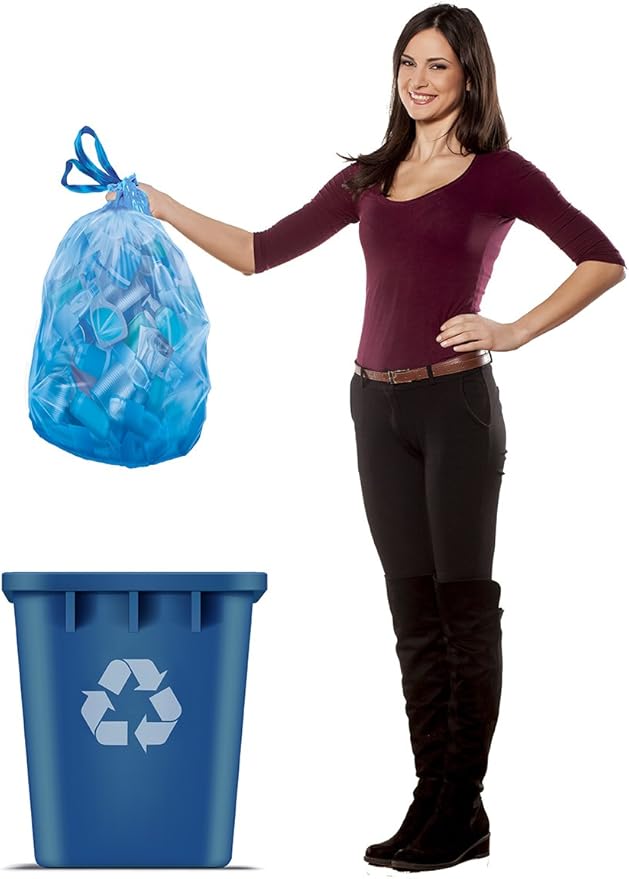 Hefty Recycling Large Trash/Garbage Bags (Blue Drawstring 30 Gallon 36 Count)