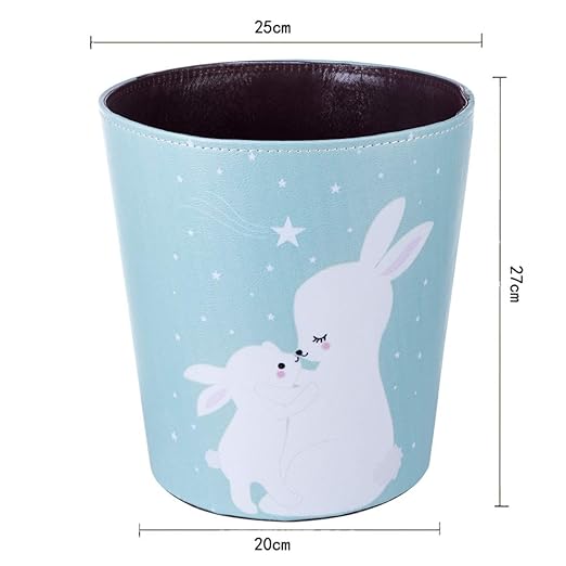 10L/2.64 Gallon Trash Can Decorative Waste Basket PU Leather Waste Paper Basket Waterproof Garbage Can for Bathroom Bedroom Office Kitchen and Living Room - Mother Rabbit
