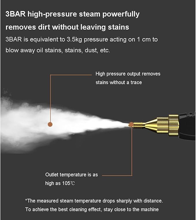 Handheld Steam Cleaner 1200ML Household Compact Kitchen Steam Cleaning Machine 6-Speed Adjustment Multi-Function Nozzle for Cleaning Floor Upholstery Grout and Car (Grey)