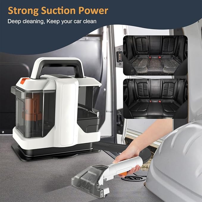 Spot CleanerPortable Carpet Cleaner Machine 1080ml Large Capacity Water Tank Strong Suction Small Handheld Cleaner Portable Carpet &amp Upholstery Cleaner Machine for CouchPetsCar Seats