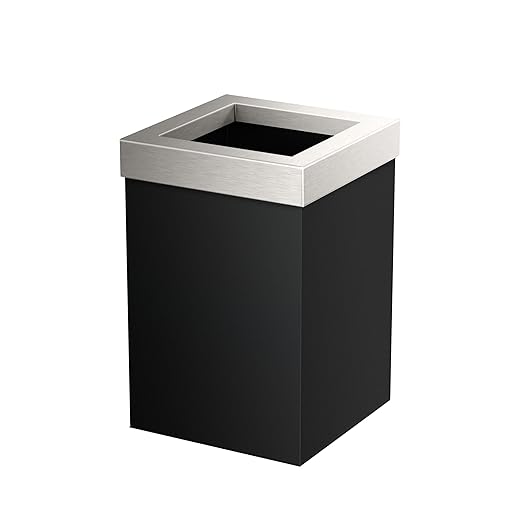 Gatco Small Bathroom Trash Can with Lid Square 3 Gallon Stainless Steel Wastebasket Under Sink Matte Black and Satin Nickel for Bathroom Bedroom Office (1915SN)