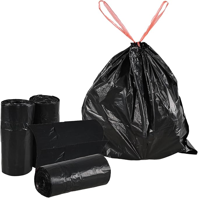 Begale 8 Gallon Drawstring Trash Bags Black 110 Counts