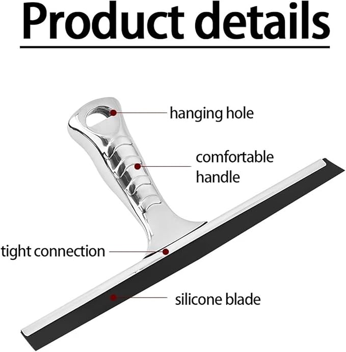 Stainless Steel 10'' INCH Window Glass Wiper Mirror Scraper Car Hotel Cleaning Tool(SLIVER)