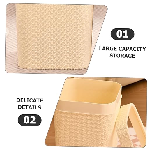 ABOOFAN Rattan Desktop Trash Can for Small Bathroom Office Desk Wastebasket Lid