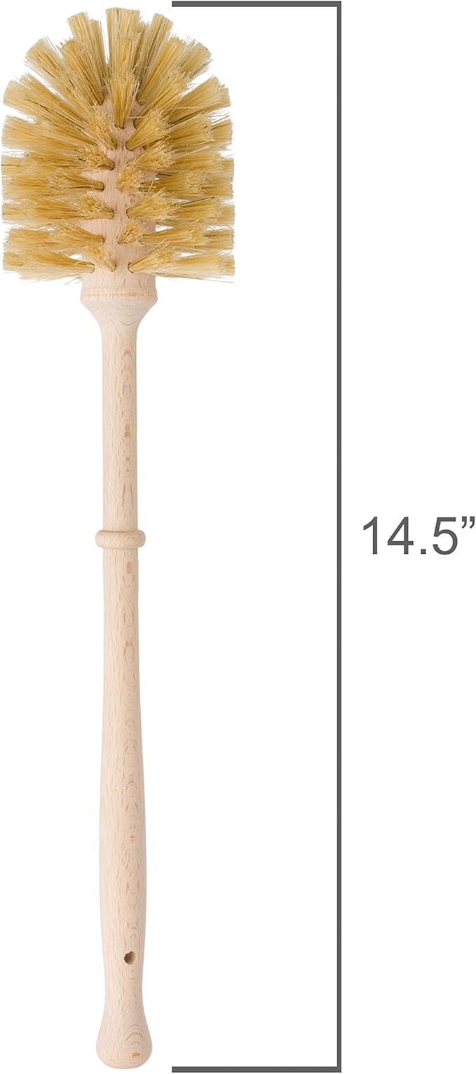 Redecker Union Fiber Toilet Brush with Untreated Beechwood Handle 14-1/2 Inches Made in Germany