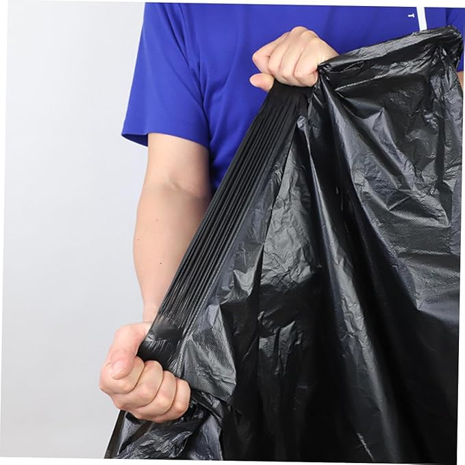 Alipis Heavy Duty Large Trash Bags 50pcs 80x100cm Black Garbage Bags for Commercial Outdoor Gardening Use Suitable for 100l Bins