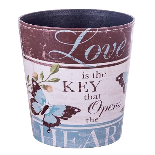 Lingxuinfo Scakbyer Trash Can European Style Waste Paper Bin Wastebasket Garbage Can Uncovered Waste Bin for Kitchen Bathroom Bedroom - Butterfly Pattern
