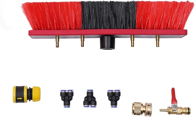 Water Fed Pole Kit 20ft Length Water Fed Brush Water Fed Cleaning System Aluminum alloy Outdoor Window Cleaner w/Hose for Window Glass