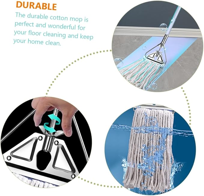 Aluminum Wet Dry Mop Cotton Head – Heavy Duty Floor Cleaning Tool for Hardwood Tile and Cement – Super Absorbent Sturdy and Versatile for Home and Commercial Use