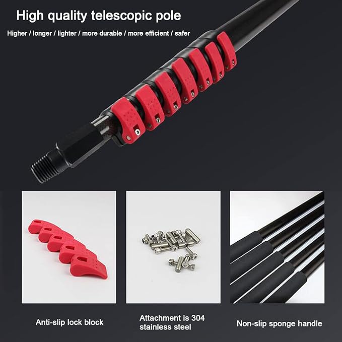 Telescopic Window Cleaning Tools Solar Panel Cleaning Brush Water Fed Cleaning System Water Fed Brush Water Fed Pole Kit Window Cleaning Kit Window Cleaning Pole