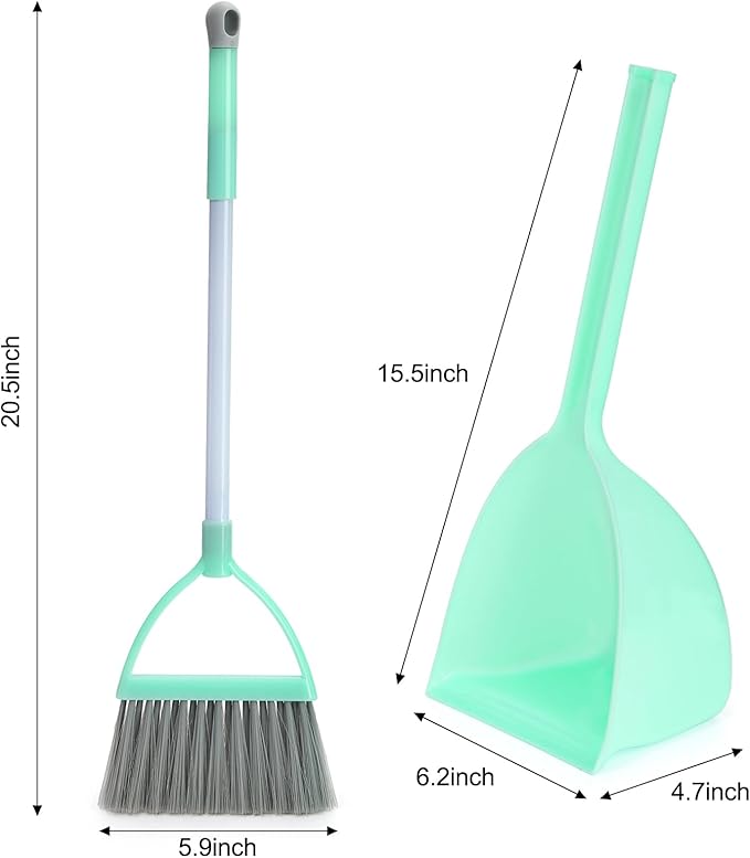 Nicunom Set of 4 Mini Broom with Dustpan for Kids Children Broom and Dustpan Set Cleaning Set Boys Girls Little Housekeeping Helper Set for Kitchen Bathroom Pet