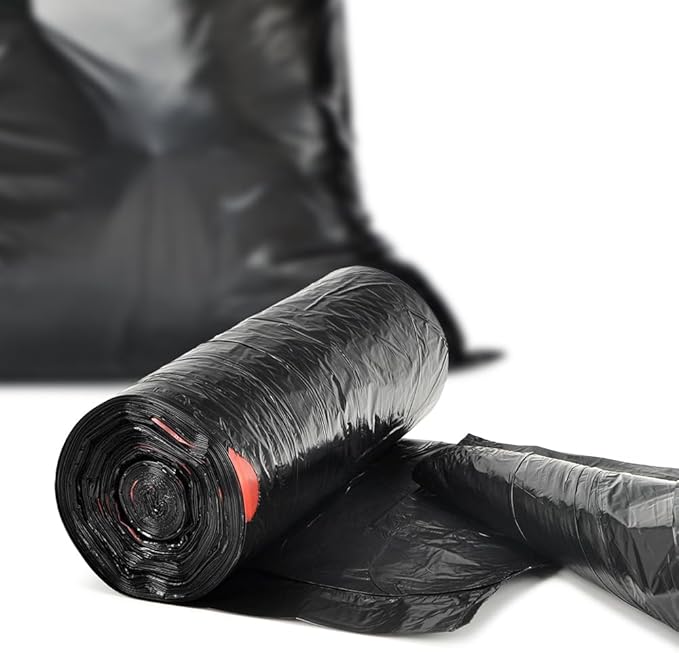 Pre-Separated Drawstring Trash Bags for 15 Gallon Trash Cans 100 Count Ultra Strong Black Tall Kitchen Garbage Bags Tear-Free Large Trash Liners for Lawn &amp Yard