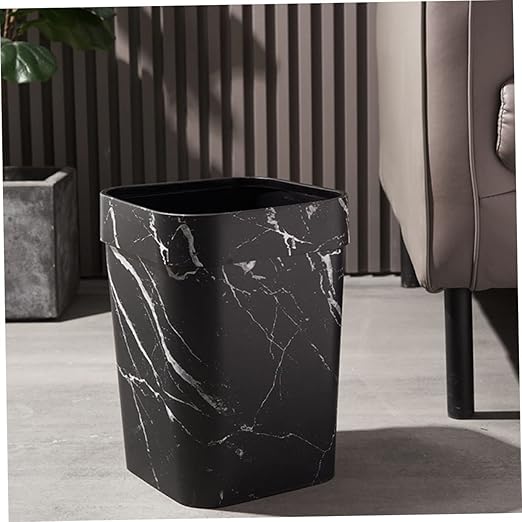Happyyami Marble Trash Can Decorative Garbage Container for Home Office Bathroom Stylish Non Slip Waste Basket Compact Versatile Design for Kitchen Living Bedroom