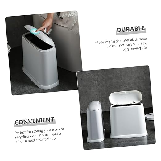 Happyyami Bathroom Trash Can Compact Garbage Bin Lid Modern Wastebasket for Kitchen Small Trash Bin