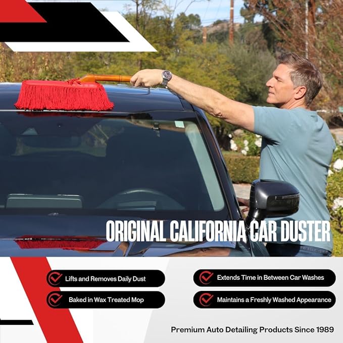 California Car Duster 62442 Standard Car Duster with Wooden HandleRed