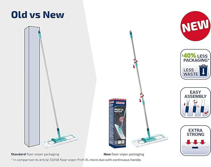 Leifheit Profi XL Micro Duo + Duster Static Floor Wiper (Turquoise Wood Marble Tile)
