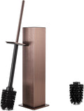 Toilet Brush and Holder Floor Standing Brushed Rose Gold with 2 Replaceable HeadsFreestanding Toilet Bowl Brush with Removable Liner and Splash Guard Modern Square Design