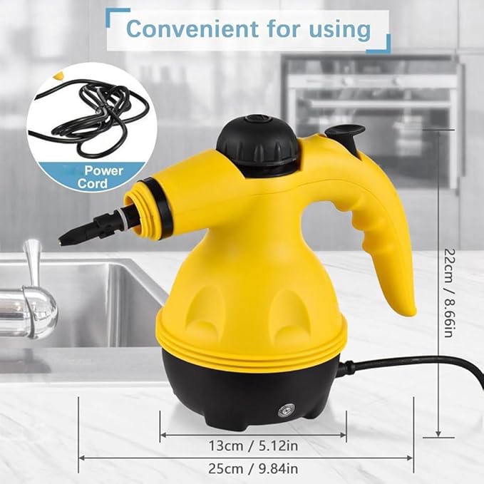 1000W Handheld Steam Cleaner 350ML Portable Steam Cleaner with 3.5Bar 140°C for Cleaning Upholstery Bathroom Grout and Tiles Car Detailing