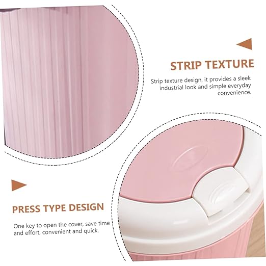 Waste Basket Push-Type Trash Can Compact Wastebasket Non-Slip Base Industrial Look