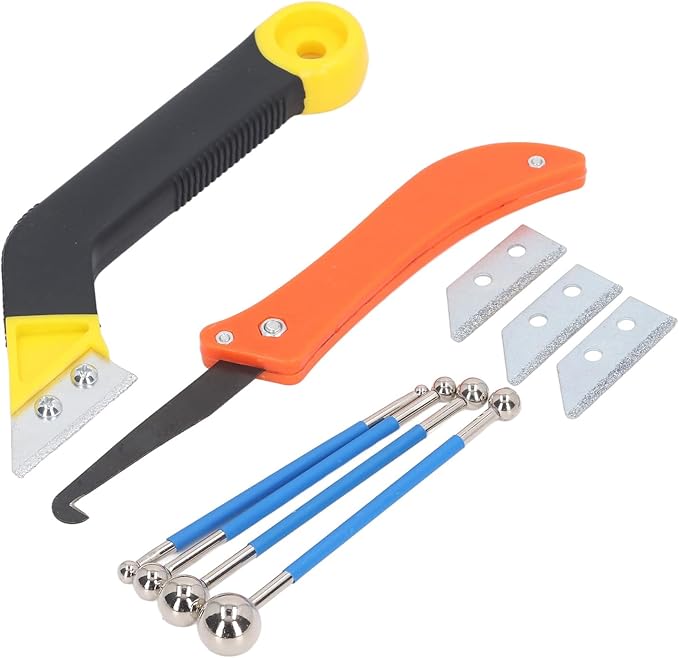 Caulking Tool Kit Angled Grout Saw Double Ended Ball Tiling Tool for Tile Joint Cleaning Filling