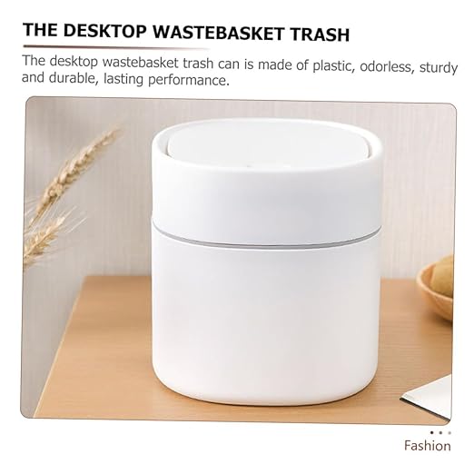 CHILDWEET 2pcs Mini Trash Can with Lid Wear-Resistant Plastic Desktop Wastebasket for Kitchen Office Bedroom Stylish Small Garbage Bin for Easy Clean-up