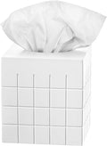 Creative Scents Polar White Tissue Box Cover Square – Decorative Tissue Holder for Bathroom Tissue Box Holder with Wide Opening - White Bathroom Accessories