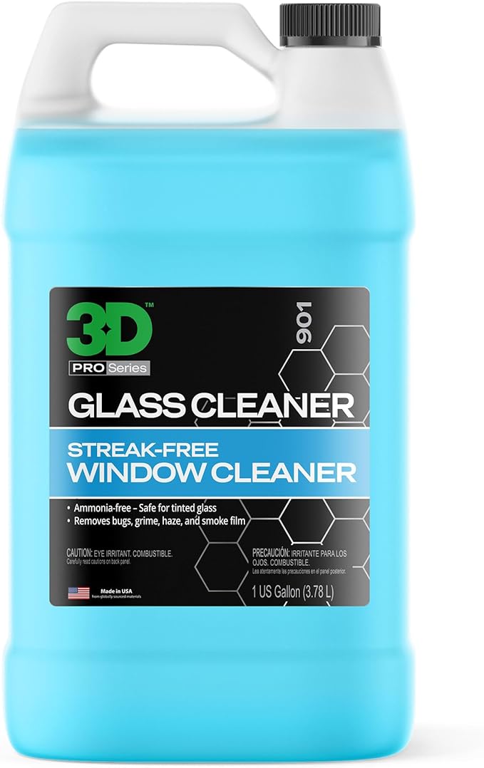 3D Glass Cleaner Bundle - Streak-Free Tint Safe Formula - 16oz Spray + 1 Gallon Refill
