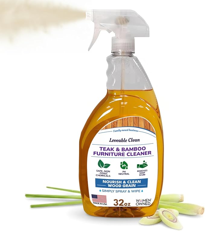 EcoDecors Teak Cleaner Protective Teak Wood Restorer Eco Household Wood Furniture Cleaner Spray bottle For Hardwood &amp Bamboo Furniture – Certified EPA Safer Choice - 32 oz