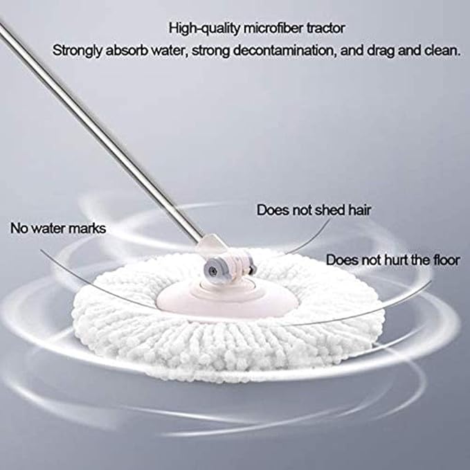 Rotary Mop Set Stainless Steel 360 Spin Bucket Floor Cleaning System Included Handle with Heads for All Types of