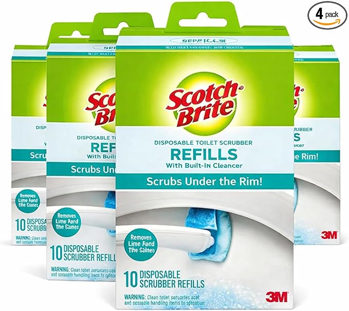 Scotch-Brite Disposable Toilet Scrubber Refills Scrubs Under the Rim 40 Disposable Refills