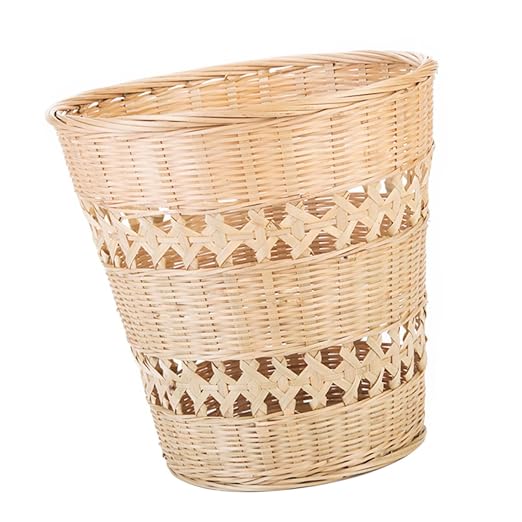 Retro Woven Trash Can Manual Weave Rubbish Container Decorative Wastebasket for Home Storage and Organizing