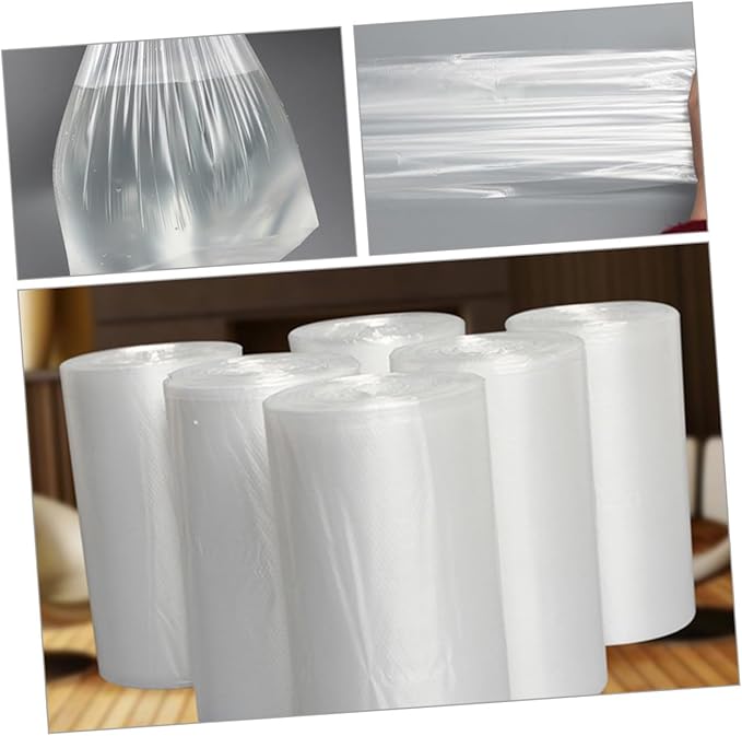 BESPORTBLE 6 Rolls Thickened Plastic Garbage Bags for Kitchen and Bathroom 45x50cm Flat Mouth Disposable Trash Bags Home Use with Perforated Tear Line