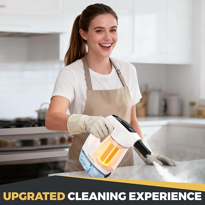 Handheld Steam Cleaner 15S Rapid Heating 3 Adjustable Modes 14 Cleaning Kits Steam Cleaner for Home Kitchen Bathroom Car(White)