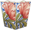 Marye-Kelley-Delft Red Poppy Wastepaper Basket Wastebasket Decoupage Wood Decorative Wastebasket for Kitchen Bathroom Bedroom Living Room Handmade Made in The USA