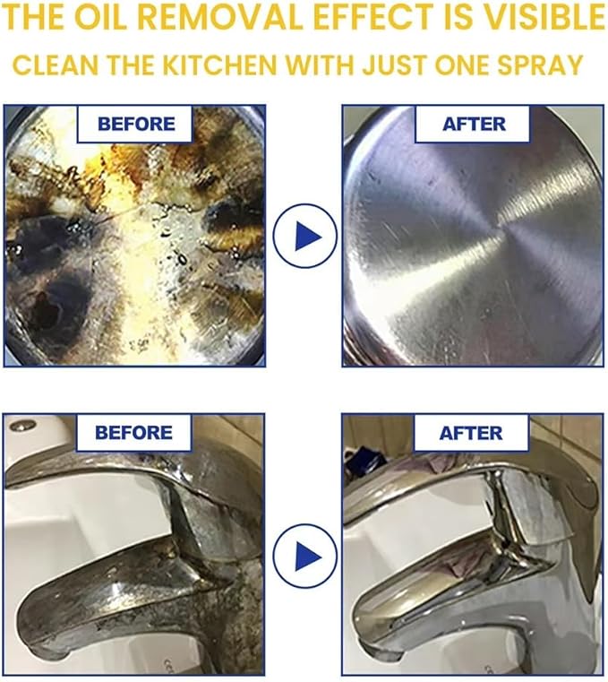 ELEFOCUS 100ml Kitchen Grease CleanerMultipurpose Stubborn Stains Cleaner Lasting Effect Heavy Oil Cleaner For Kitchen Stove Utensils Stubborn Grease Stains Powerful Cleaning (2Pcs)