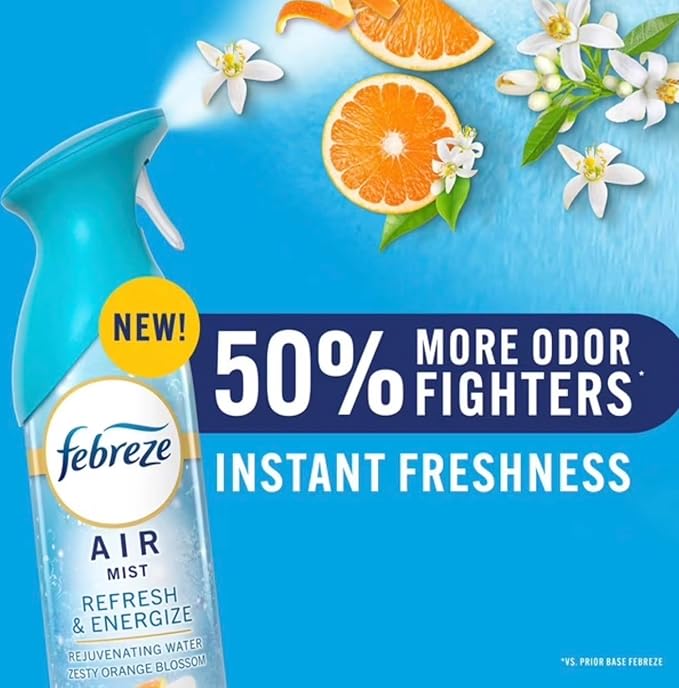 Febreeze Air Mist Refresh and Energize Rejuvenating Water Zesty Orange Blossom 2 Pack