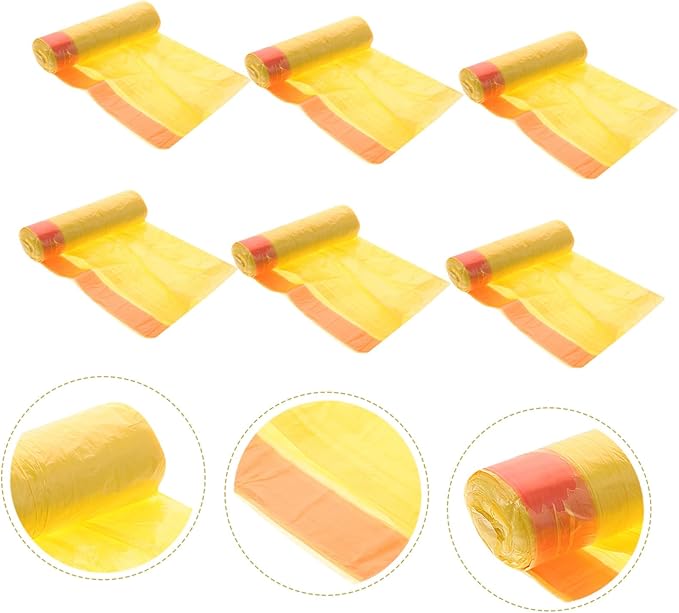 10 Packs Disposable Thickened Trash Bags with Drawstring Yellow Garbage Bags for Home Kitchen Office Large Capacity Odorless Premium PP Plastic Practical Rubbish Liners for Easy