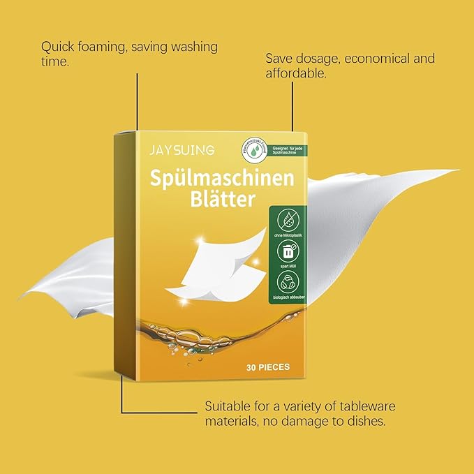 Dishwasher Detergent Pads - Effective Stain &amp Grease Removal Gentle On Dishes Residue-Free Cleaning Tablets(2PCS)