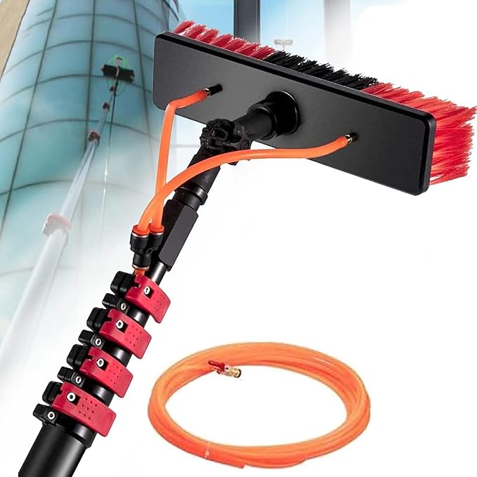 Glass Cleaning Brush Home Water Fed Telescopic Pole Kit Solar Panel Brush Rotating for Photovoltaic PanelWater Fed Pole Kit 3.6M 5.4M 6M 7.2M 9M 11M Adjustable Window Cleaning Pole Brush He