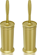 UPTRONIC Toilet Brush Aluminum Alloy Toilet Brush and Holder Set with Long Handle Durable Bristles Toilet Bowl Brush and Covered Holder for Toilet Scrubber for Bathroom Cleaning (2 Gold)